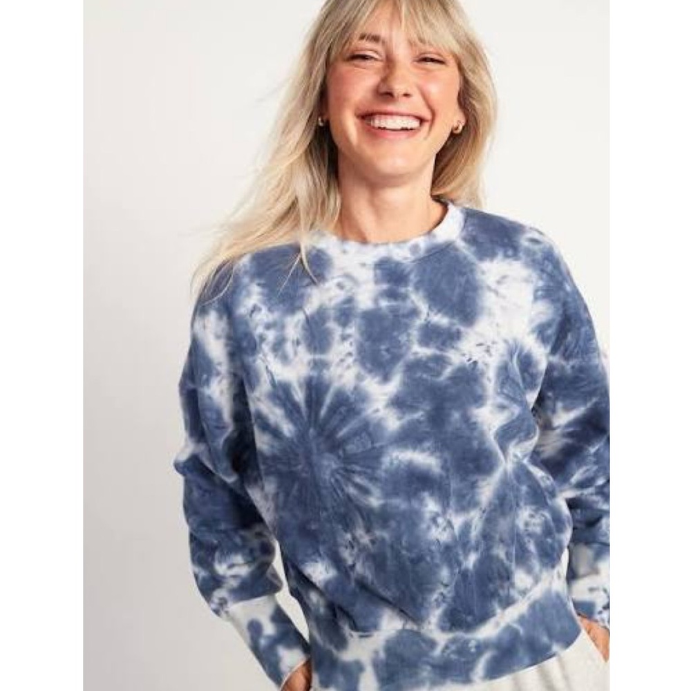 Old Navy Loose Tie-Dye Cropped Crew-Neck Sweatshirt